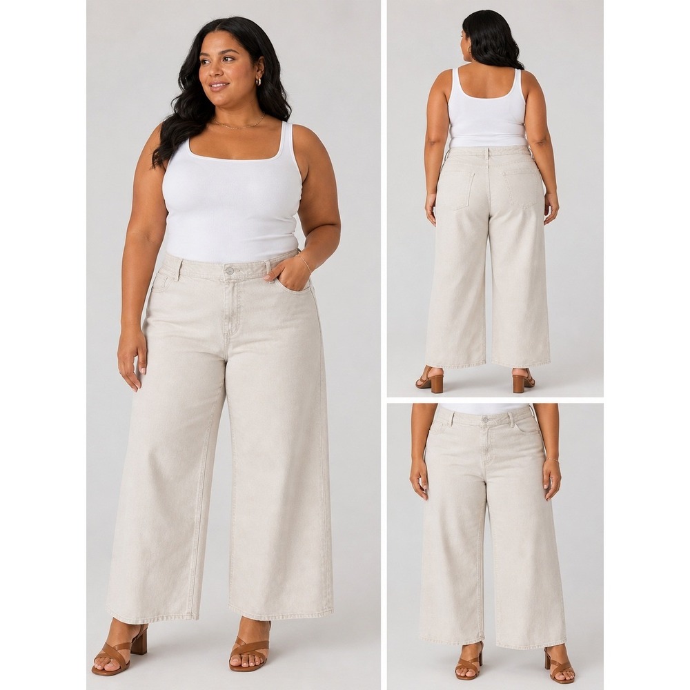 Universal Thread Womens Sailor Wide Leg Pants Tan Beige High Rise Size 14 NEW